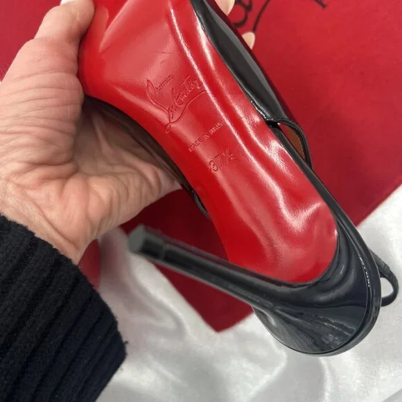 Christian Louboutin Kate Sling Back Patent Calfskin 85mm Red Sole Pumps - Picture 12 of 16